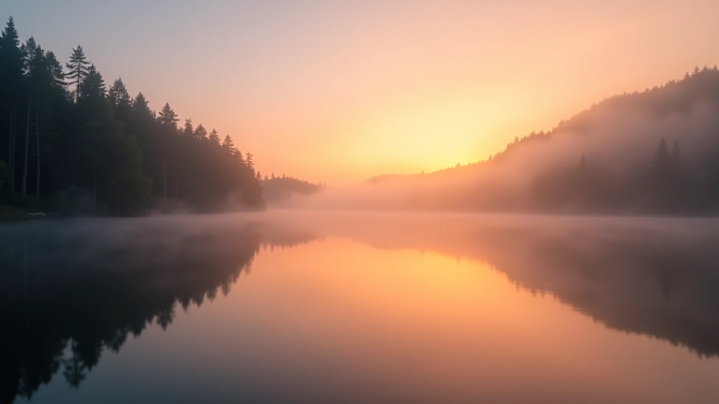Ežeras saulėlydžio metu